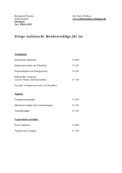 Einige italienische Men&uuml;vorschl&auml;ge f&uuml;r Sie