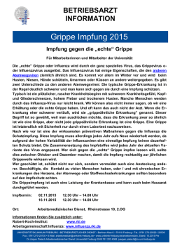 Grippe Impfung 2015 - Universit&auml;t Freiburg