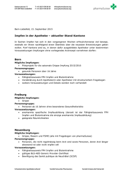 Impfen in der Apotheke &ndash; aktueller Stand Kantone