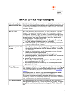 IBH-Call 2016 f&uuml;r Regionalprojekte