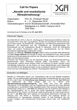 Call for Papers - Universität Wien