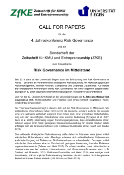 Call for Papers - RiskGovernance 2016