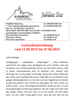 Gottesdienstordnung vom 11.05.2015 bis 07.06