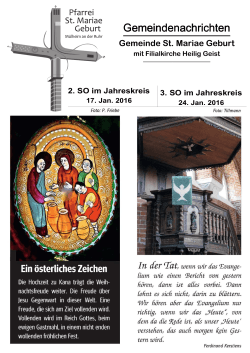 St. Mariae Geburt 17. Januar bis 24. Januar 2016