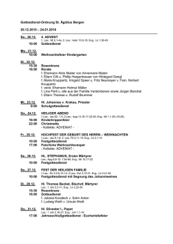 Gottesdienst-Ordnung St. &Auml;gidius Bergen 20.12.2015 &ndash; 24.01.2016