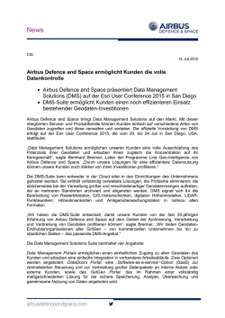 Airbus Defence and Space erm&ouml;glicht Kunden die volle