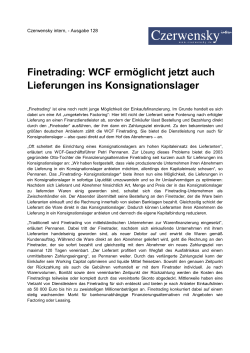 Finetrading: WCF ermöglicht jetzt auch Lieferungen ins