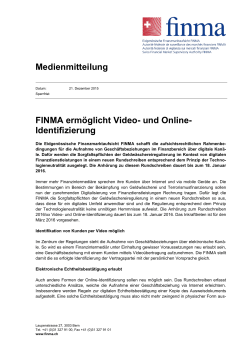 Medienmitteilung FINMA ermöglicht Video- und Online