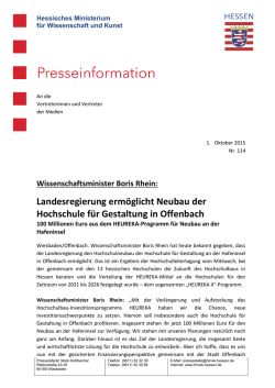 Landesregierung ermöglicht Neubau der Hochschule für Gestaltung