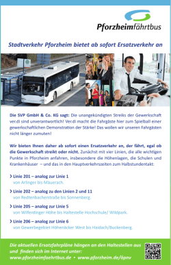 Stadtverkehr Pforzheim bietet ab sofort Ersatzverkehr an