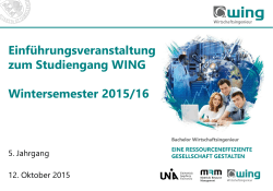 Einf&uuml;hrungsveranstaltung zum Studiengang WING Wintersemester