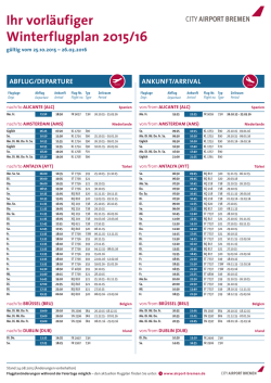Ihr vorl&auml;ufiger Winterflugplan 2015/16