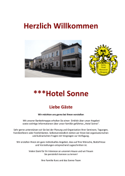 Herzlich Willkommen ***Hotel Sonne Liebe Gäste