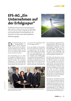 EFS-AG &bdquo;Ein Unternehmen auf der Erfolgsspur&ldquo;