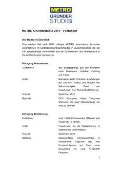 METRO Gründerstudie 2015 – Factsheet
