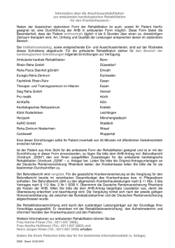 Information &uuml;ber die Anschlussrehabilitation zur ambulanten