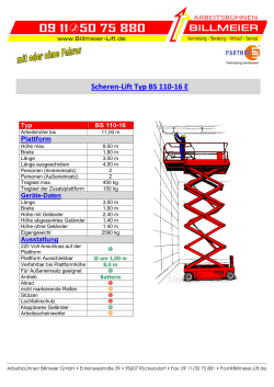 Scheren-Lift Typ BS 110-16 E - Arbeitsbühnen Billmeier GmbH