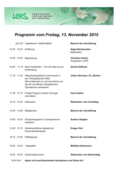 Programm vom Freitag, 13. November 2015