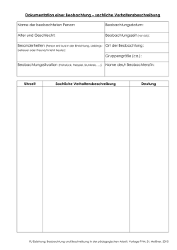 Dokumentation einer Beobachtung &ndash; sachliche