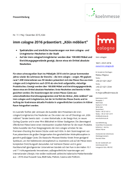 imm cologne 2016 pr&auml;sentiert: &bdquo;K&ouml;ln m&ouml;bliert&ldquo;