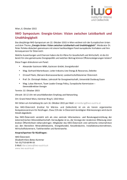 IWO Symposium: Energie-‐Union: Vision zwischen Leistbarkeit und