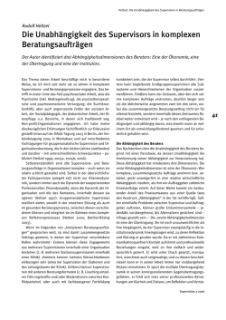 Die Unabh&auml;ngigkeit des Supervisors in komplexen