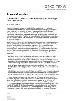 ECO PASSPORT by OEKO-TEX&reg; Zertifizierung f&uuml;r nachhaltige