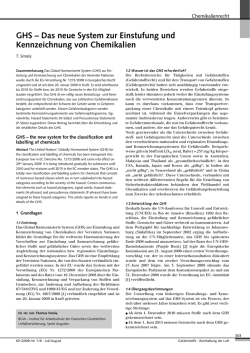 GHS – Das neue System zur Einstufung und