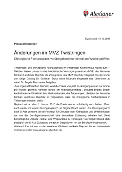 Änderungen im MVZ Twistringen