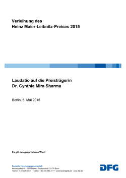 Laudatio - Dr. Cynthia Sharma Ph.D.
