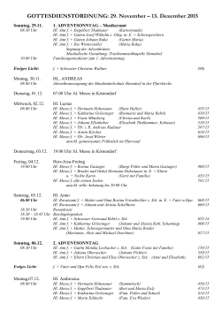 Gottesdienste 2015 - 29 11 - 13 12
