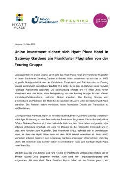 Union Investment sichert sich Hyatt Place Hotel in Gateway Gardens