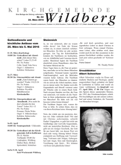 Gottesdienste und kirchliche Anl&auml;sse vom 25. M&auml;rz bis 5