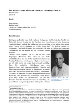 Der Nachlass eines Schweizer Vaishnava