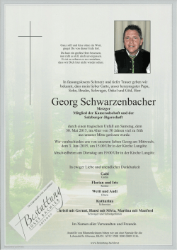 Georg Schwarzenbacher - Bestattung | Josef Bachler