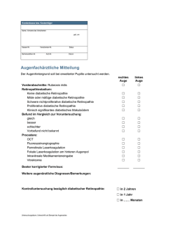 Dokumentationsbogen Augenfach&auml;rztliche Mitteilung