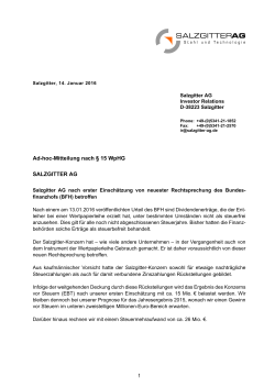 Ad-hoc-Mitteilung der Salzgitter AG