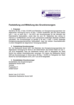 Feststellung und Mitteilung des Grundversorgers Strom