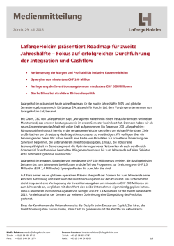 LafargeHolcim präsentiert Roadmap für zweite Jahreshälfte – Fokus