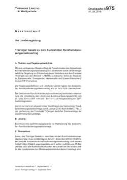 Gesetzentwurf der Landesregierung zum Thüringer Gesetz zu dem