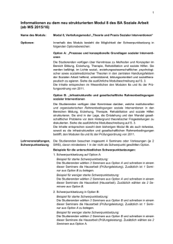 Informationen zu dem neu strukturierten Modul 8 des BA Soziale