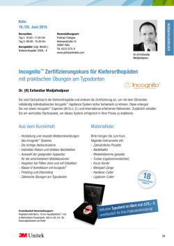 Incognito&trade; Zertifizierungskurs f&uuml;r Kieferorthop&auml;den mit
