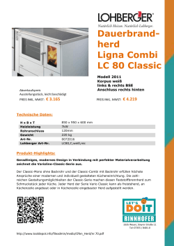 Dauerbrand- herd Ligna Combi LC 80 Classic