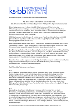 Pressemitteilung 13.07.2015 - Kaufmännisches Schulzentrum