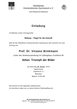 Einladung Prof. Dr. Vinzenz Brinkmann Athen. Triumph der Bilder