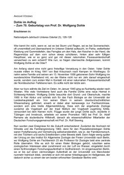 Dohle im Anflug &ndash; Zum 70. Geburtstag von Prof. Dr. Wolfgang Dohle