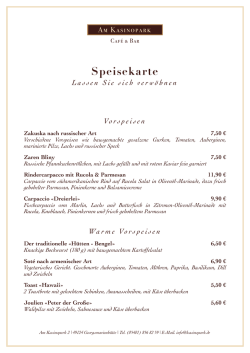Speisekarte - Kasinopark