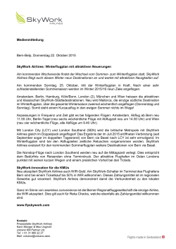 Medienmitteilung Bern-Belp, Donnerstag 22