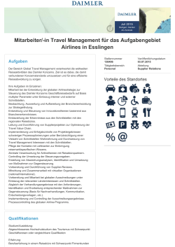 Mitarbeiter/-in Travel Management für das Aufgabengebiet Airlines