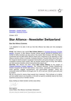 Star Alliance - Newsletter Switzerland